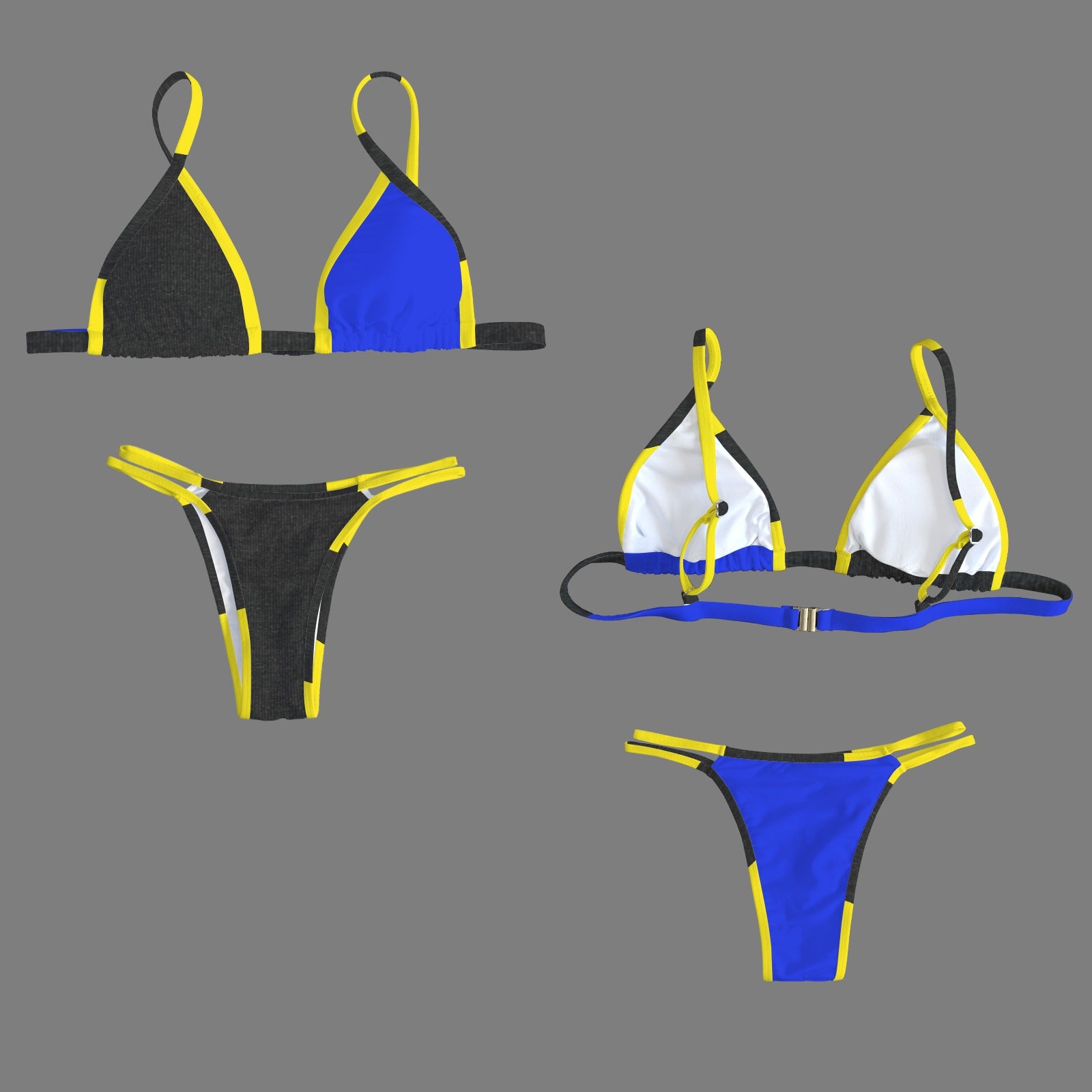 3a4 Ankara gold and black/blue print bikini