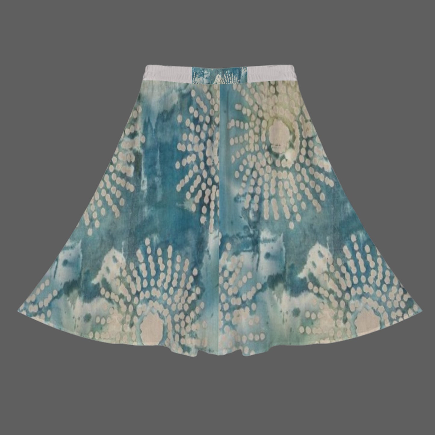 Vibrant Aqua Skirt with African-Inspired Print - Unleash Your Stylish Side!