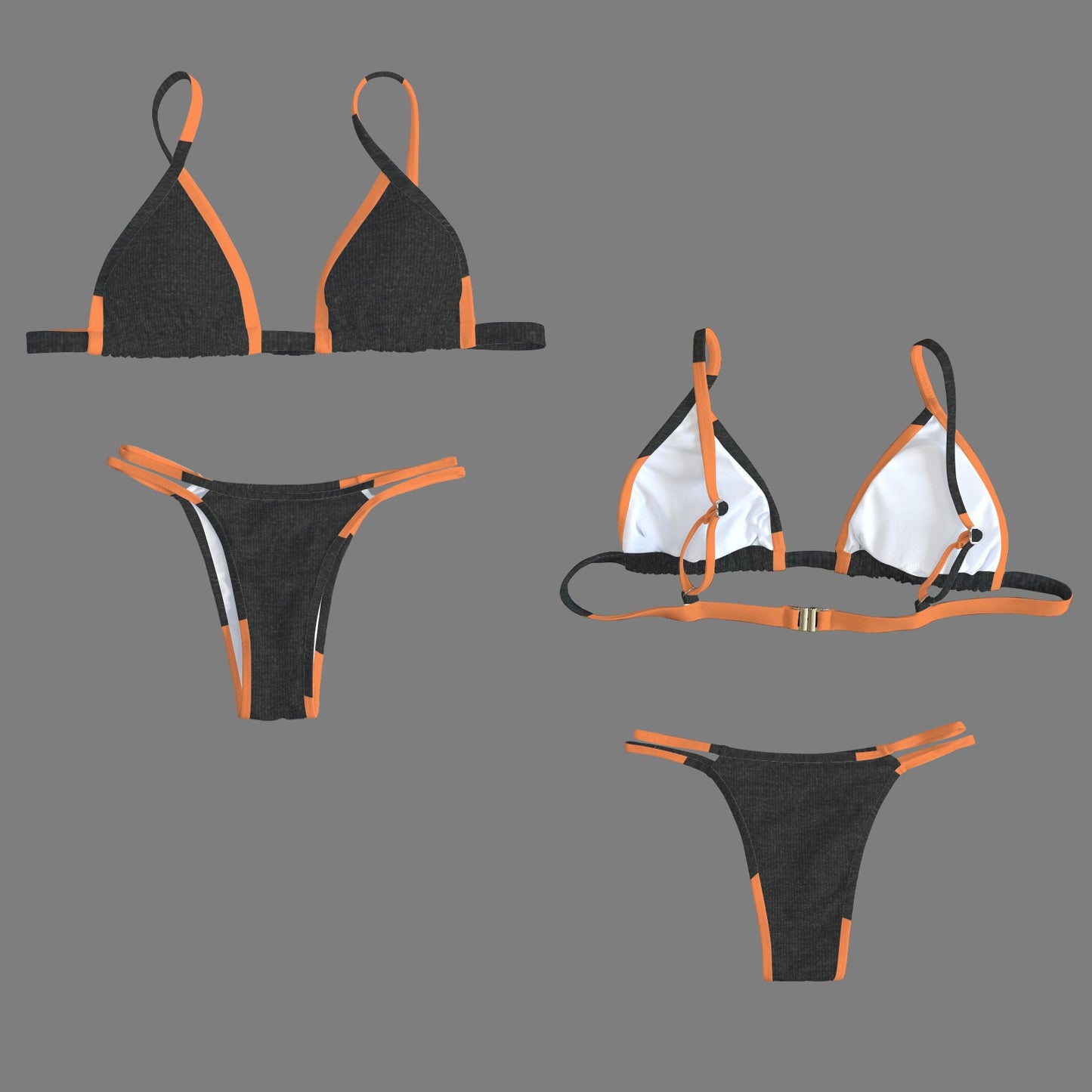 3a4 Orange/Black print bikini