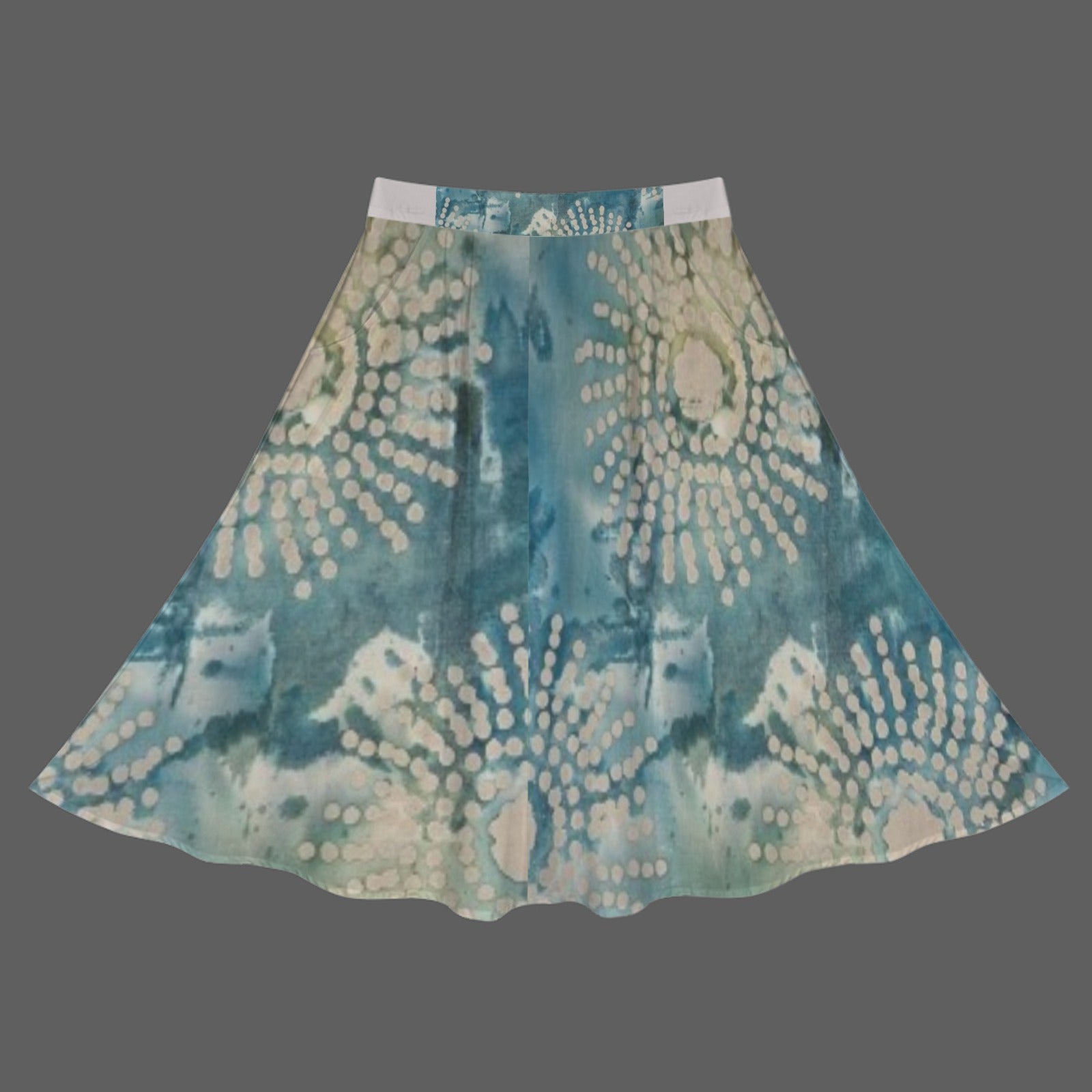 Vibrant Aqua Skirt with African-Inspired Print - Unleash Your Stylish Side!