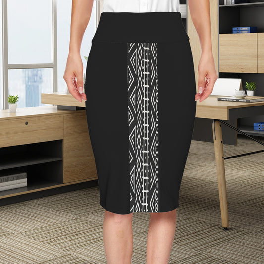 Black skirt center - Mud Cloth Print