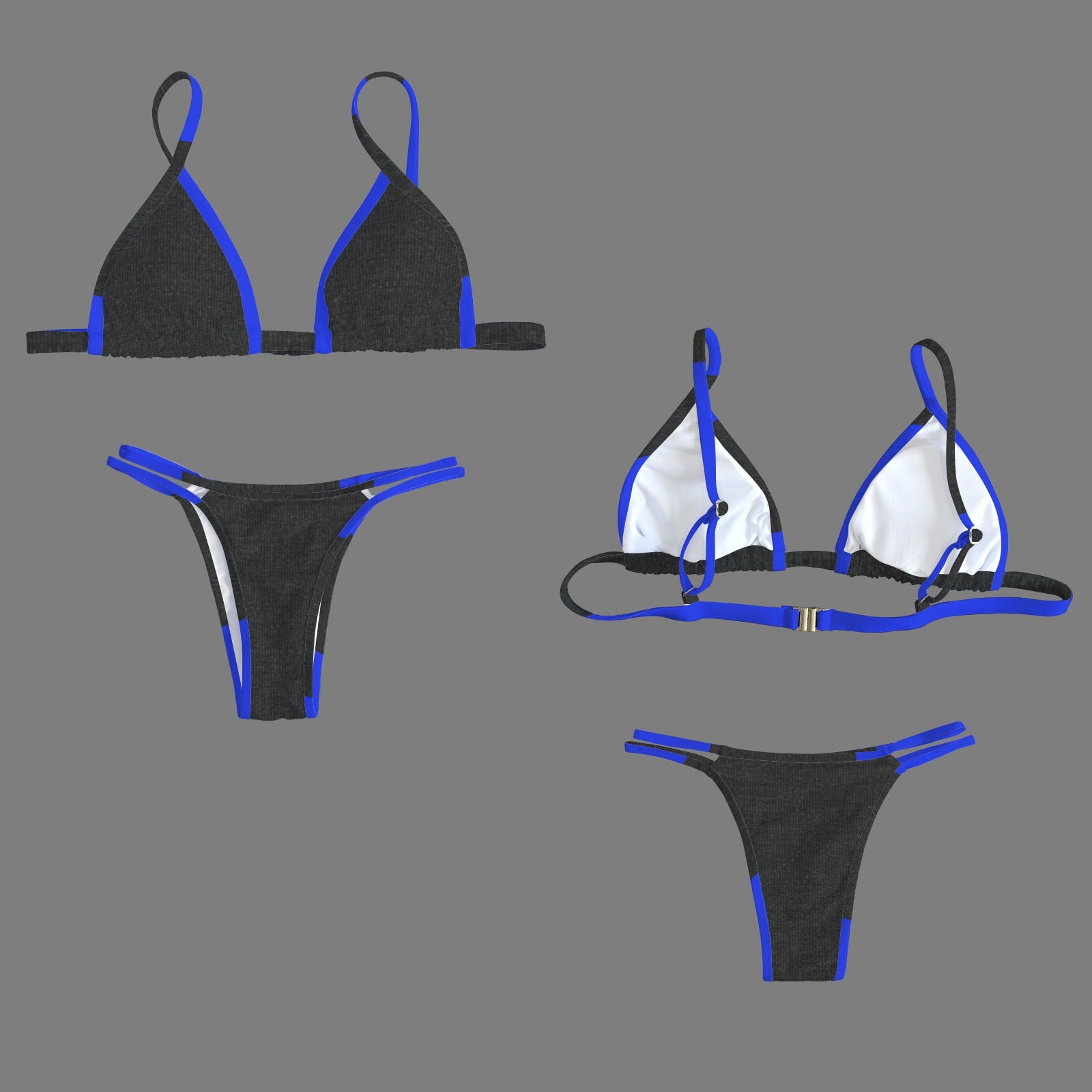 3a4 Black/ blue print bikini