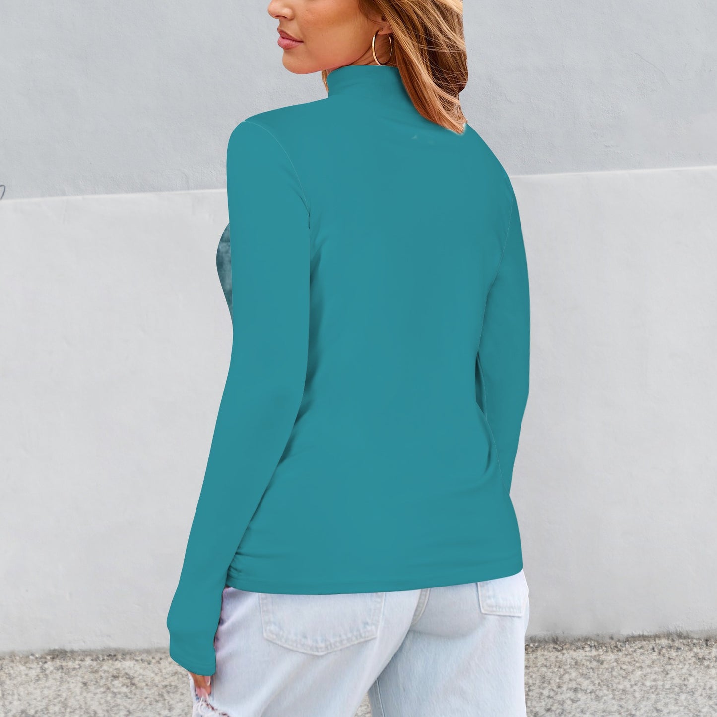 African Print Aqua Turtle Neck Style - Vibrant and Stylish Women's Top