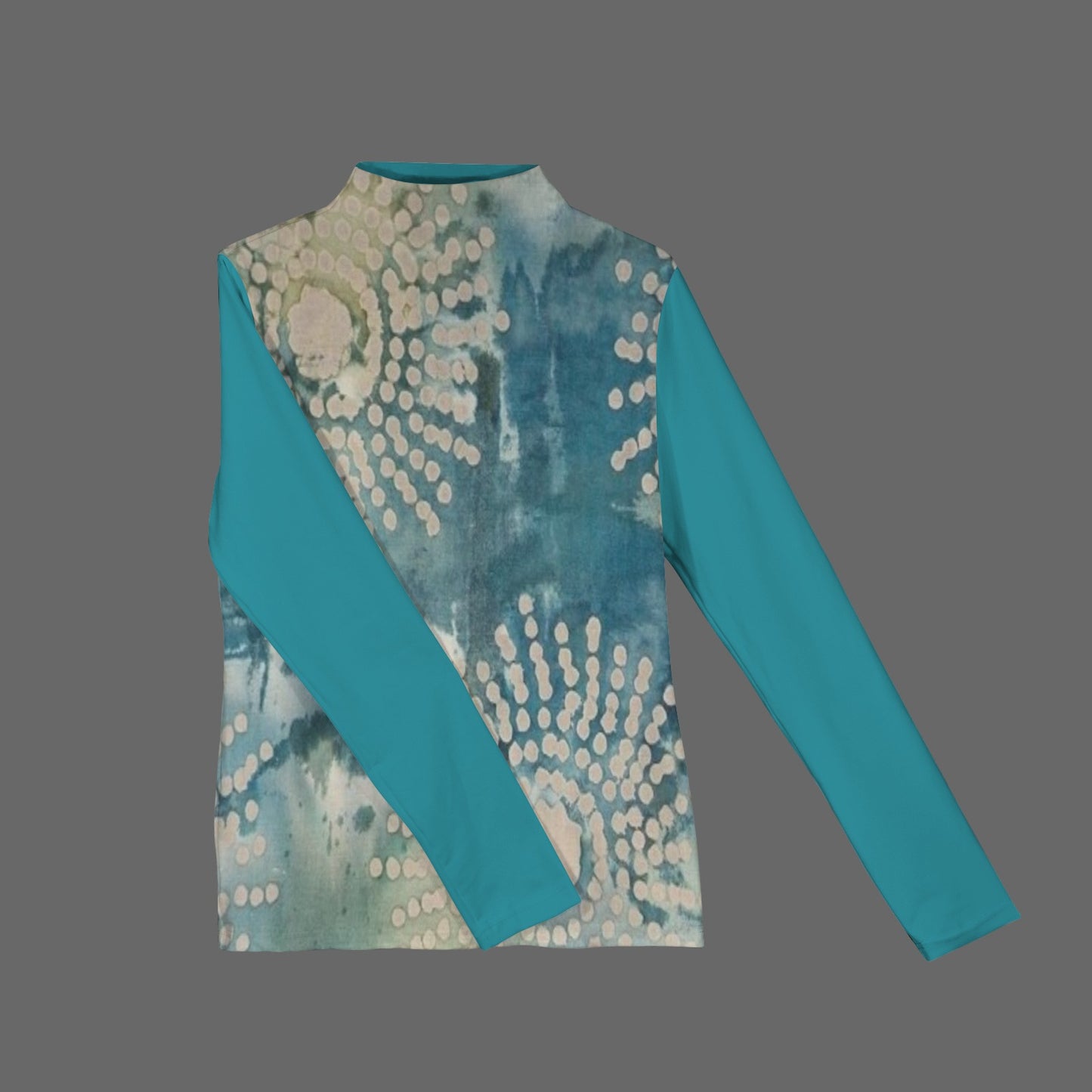 African Print Aqua Turtle Neck Style - Vibrant and Stylish Women's Top