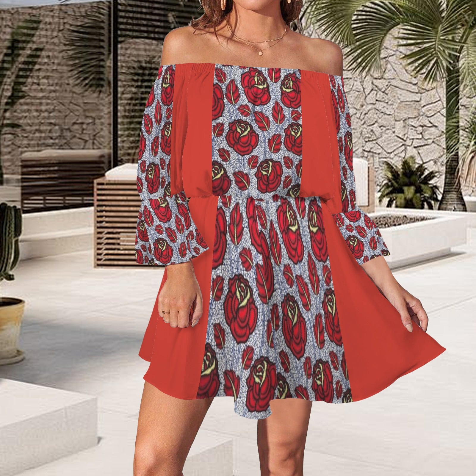 Red Rose Ankara Printed Dress