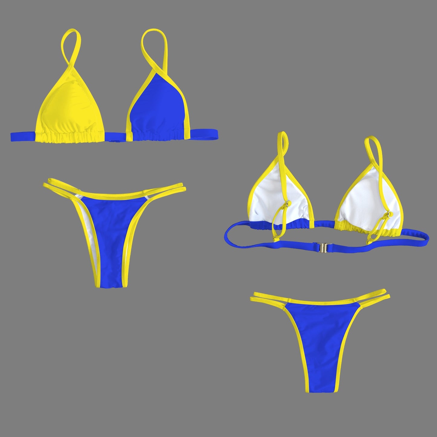 3a4 Ankara gold/blue print bikini